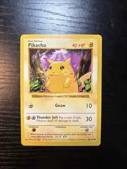 Pokemon Pikachu Card Yellow Cheeks Shadowless 58/102 Base Set NM - Image 2