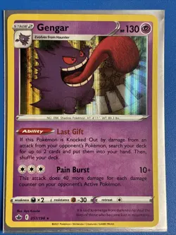 2021 Pokemon Chilling Reign Gengar 057/198 Holo NM + Card Saver - Image 1
