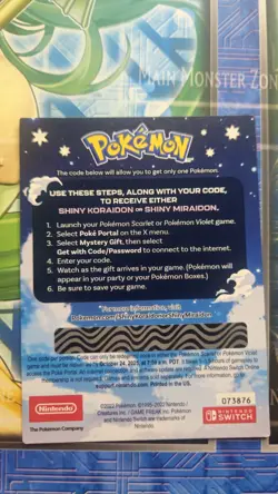 Shiny Koraidon Or Miraidon Pokemon Scarlet Violet Code Card - Gamestop - Image 1