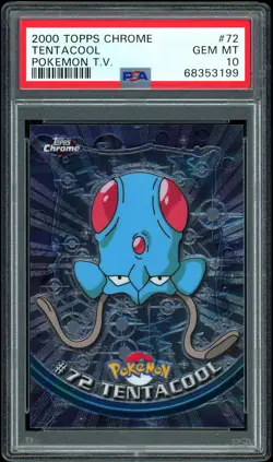 2000 Pokemon TV Topps Chrome 72 Tentacool Holo Foil PSA 10 GEM MINT - Image 1