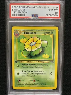 2000 Pokemon Neo Genesis 1st Edition Skiploom 49/111 PSA 10 Gem Mint - Image 1