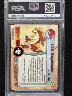 2000 Topps Pokemon TV Animation Series 2 Rapidash #78 PSA 10 Gem Mint - Image 2