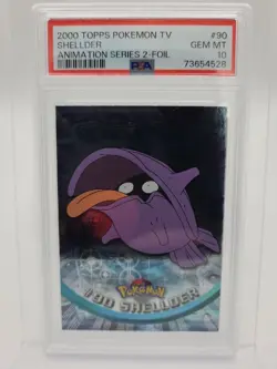 Graded PSA 10 2000 Topps Pokemon TV Animation Series 2 Foil Shellder #90 - Image 1