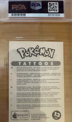 2000 PSA 10 Gem Mint Pokemon Venusaur/Hitmchn/Vile #13 Merlin Tattoo w/coating - Image 2