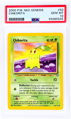 2000 Pokemon Neo Genesis Chikorita Level 12 #53 PSA 10 - Image 1