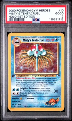 PSA 2 2000 Gym Heroes 1st EDITION Misty's Tentacruel 10/132 Holo Foil Pokemon - Image 1