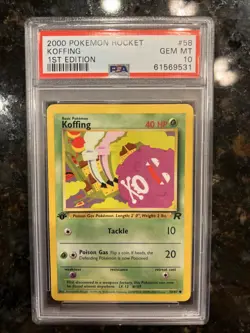 2000 POKEMON TEAM ROCKET #58 KOFFING PSA 10 GEM MINT 1ST EDITION - Image 1