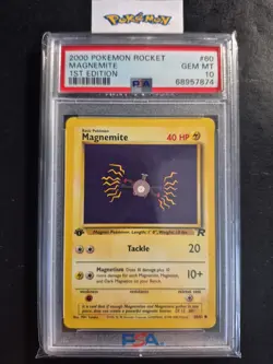 First Edition 2000 Pokemon Rocket 60/82 Magnemite PSA GEM MT 10 - Image 1