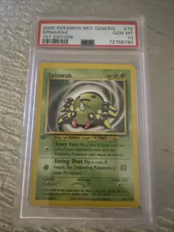 2000 Pokemon Neo Genesis 1st Edition Spinarak #75 PSA 10 MINT 54087851 - Image 1