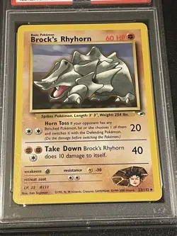 2000 Pokemon Gym Heroes Brock’s Rhyhorn #22 PSA 10 - Image 4