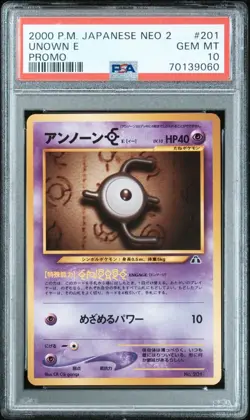 2000 Pokemon Japanese Neo 2 Unown E - Promo No. 201 PSA 10 GEM MINT! - Image 1