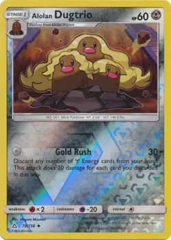 Pokemon - Alolan Dugtrio - 79/156 - Uncommon - Reverse Holo - Sun and Moon Ultra - Image 1