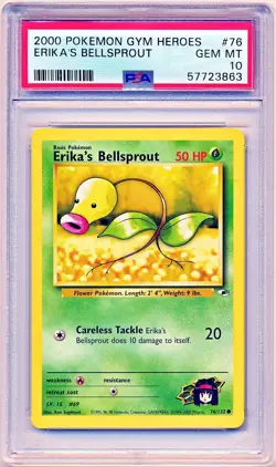 2000 Pokemon Gym Heroes Erika's Bellsprout Unlimited #76 PSA 10 - POP 12 - QTY - Image 1