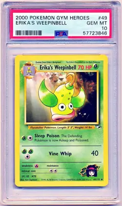 2000 Pokemon Gym Heroes Erika's Weepinbell Unlimited #49 PSA 10 - POP 10 - QTY - Image 1