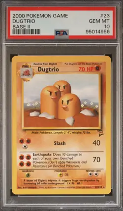 2000 Pokemon Base Set 2 Dugtrio #23 English Non-Holo Rare 23/130 - PSA 10 GEM MT - Image 1