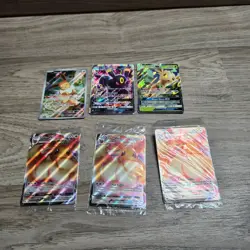 Pokemon TCG Eevee Evolution GX and Vmax Umbreon Leafeon Lot of 6 - Image 1