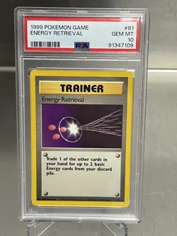 Energy Retrieval 81/102 Base Set Shadowless Pokemon Card PSA 10 GEM MINT - Image 1