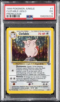 1999 POKEMON JUNGLE PRERELEASE #1 CLEFABLE-HOLO PSA 5 - Image 1