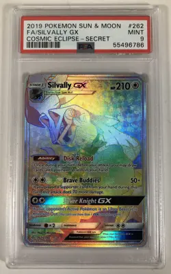 2019 Pokemon Cosmic Eclipse Silvally GX 262 Secret Rare PSA 9 Mint Card - Image 1