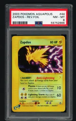 Zapdos Reverse Holo Pokemon Card e-Aquapolis 44/147 ARK BGS PSA 8 - Image 1