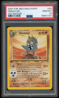 2001 POKEMON NEO DISCOVERY 1ST EDITION 43/75 OMASTAR PSA 10 **LOW POP 51** - Image 1