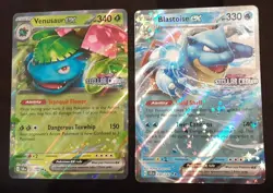 Blastoise ex and Venusaur ex (Stellar Crown Stamp) Pokemon TCG NM - Image 1