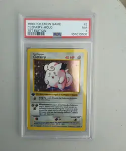 Pokemon Base 1st Edition Clefairy 5/102 Shadowless Holo Rare PSA 7 NM! - Image 1