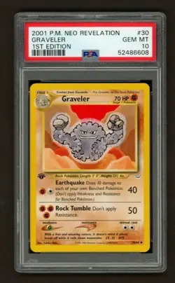 2001 Pokemon Neo Revelation 1st Edition Graveler 30/64 PSA 10 Gem Mint - Image 1