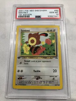 2001 Pokemon Neo Discovery 1st Edition Sentret #63 PSA 10 - Image 2