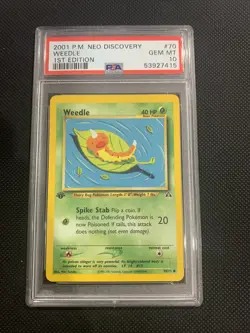2001 Pokemon Neo Discovery 1st Edition Weedle 70 PSA 10 Gem Mint - Image 1