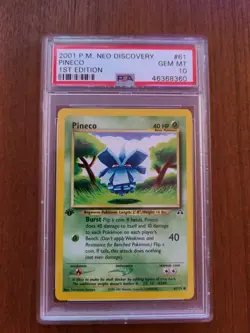 2001 Pokemon Neo Discovery 1st Edition Pineco 61/75 PSA 10 Gem Mint - Image 1