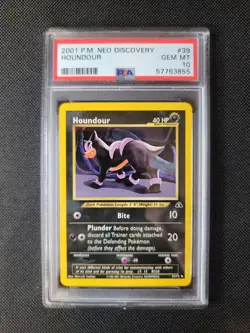2001 Pokemon Neo Discovery 39 Houndour PSA 10 WoTC - Image 1