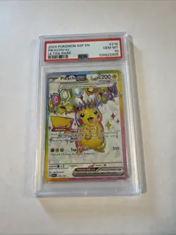 2024 Pokemon Surging Sparks EN Pikachu EX Ultra Rare #219 PSA 10 - Image 1
