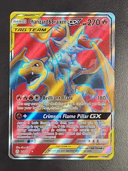 Pokemon TCG Charizard & Braixen GX 212/236 Tag Team Cosmic Eclipse Full Art LP - Image 1