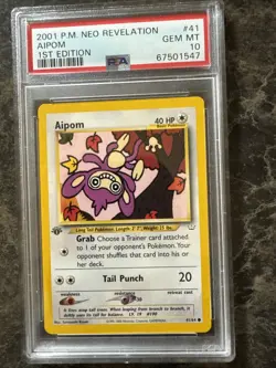 2001 Pokemon Neo Revelation 1st Edition Aipom PSA 10 Gem Mint - Image 1