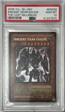 2005 Yu-Gi-Oh! PSA 10 GEM-MT 'Ancient Gear Golem' TLM-EN006 ~ULTRA RARE~ LOW POP - Image 1
