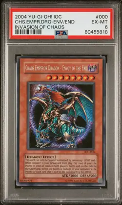 2004 YUGIOH IOC-000 CHAOS EMPEROR DRAGON-ENVOY END SECRET PSA 6 EX #80455818 - Image 1