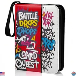 Vibrant Graffiti 400-Card Binder - 4-Pocket Trading Card Holder with Zipper & - Image 1