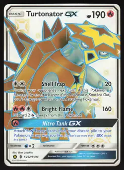 Turtonator GX SV52/SV94 Pokemon Hidden Fates Holo Full Art Card - Image 1