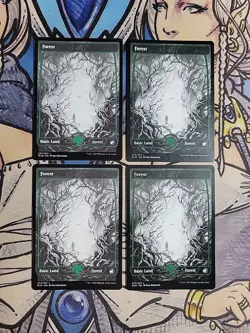 4x Forest 277 Full Art - NM/M Innistrad Midnight Hunt MID MTG Magic - Image 1