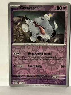 Greavard - Reverse Holo 105/198 SV01: Scarlet & Violet Base Set NM Pokemon Fast - Image 1