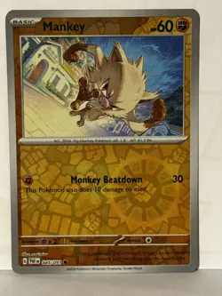Mankey - Reverse Holo 045/091 SV: Paldean Fates NM Pokemon Fast Ship - Image 1