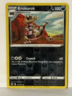 Krokorok Reverse Holo 112/195 SWSH12: Silver Tempest NM Pokemon Fast Ship - Image 1
