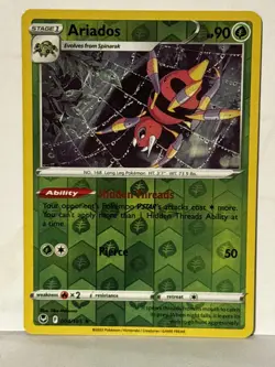 Ariados Reverse Holo 004/195 SWSH12: Silver Tempest NM Pokemon Fast Ship - Image 1