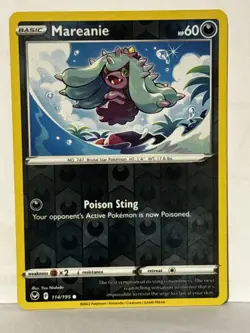 Mareanie Reverse Holo 114/195 SWSH12: Silver Tempest NM Pokemon Fast Ship - Image 1