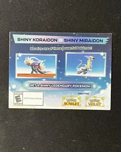 Shiny Koraidon Or Miraidon Pokemon Scarlet Violet Code Card - Gamestop - Image 1