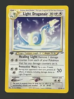 Pokemon Cards: Neo Destiny 1st Edition Rare: Light Dragonair 22/105 NM/LP - Image 1