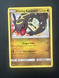 Pokemon 2017 Shining Legends Rayquaza Holo Rare Card 56/73 LP Condition - Image 1