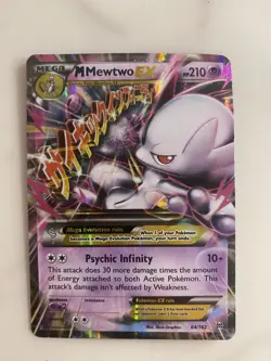Pokemon M Mega Mewtwo EX Ultra Rare Holo TCG Card 64/162 XY Breakthrough - Image 1
