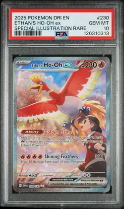 2025 POKEMON DRI EN-DESTINED RIVALS #230 ETHAN'S HO-OH EX PSA 10 - Image 1